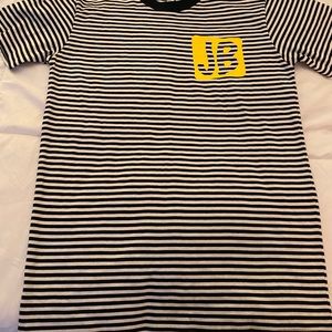 Bowery AS Color blk & White striped Tee w/ JB sz S